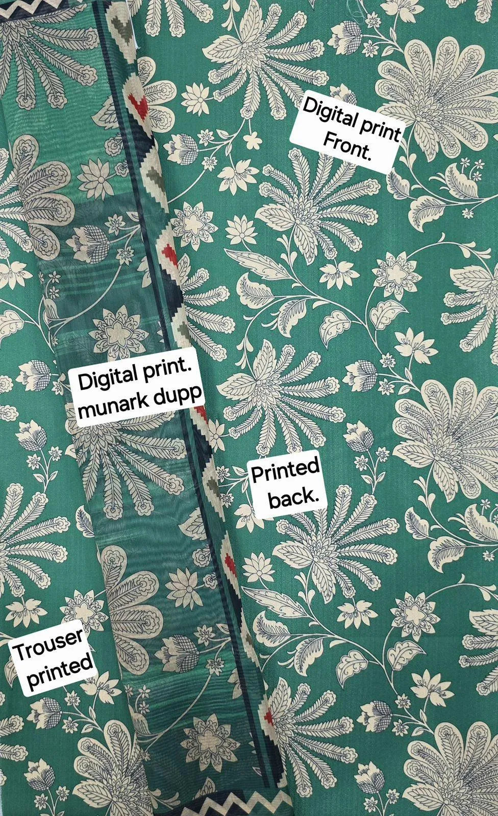 Premium Green Printed Dhanak Unstitched Dress | Winter Collection